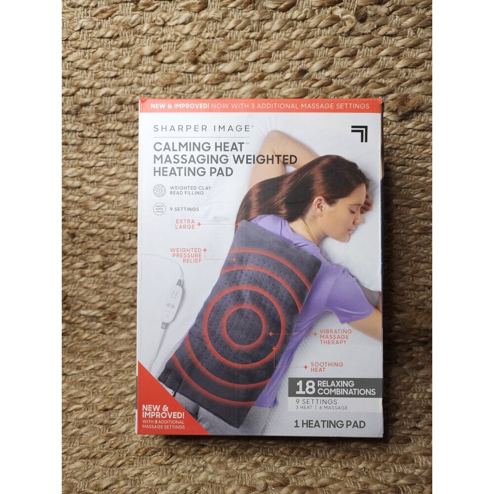 NEW Improved Sharper Image Calming Heat Massaging Weighted Electric Heating Pad